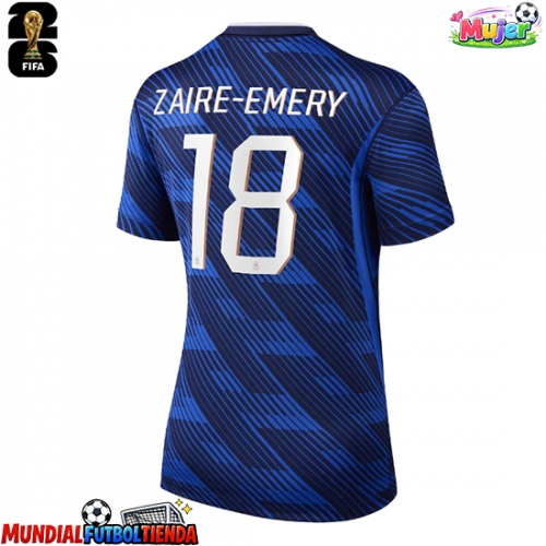 Camiseta Francia Warren Zaire-Emery #18 Primera Equipación Replica Mundial 2026 para mujer mangas cortas